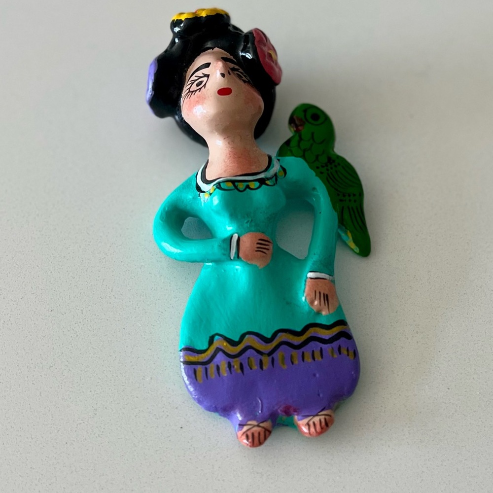 Frida Kahlo Clay Ornament, Parrot on Shoulder, New